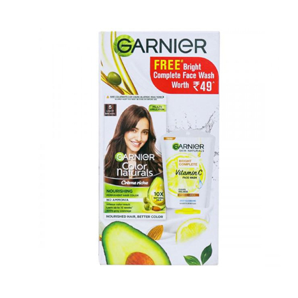 Garnier Hair Colour Naturals Light Brown 5 With Free Garnier Vitamin C Serum